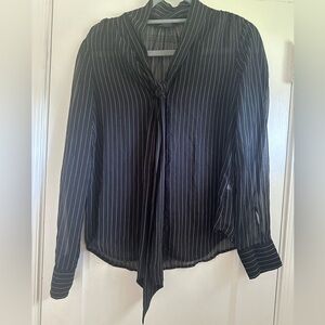 White House Black Market Black Pinstripe Blouse